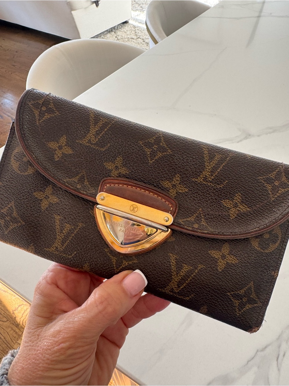 Louis Vuitton Brown Monogram Clasp Wallet with Gold Hardware - Picture 1 of 15